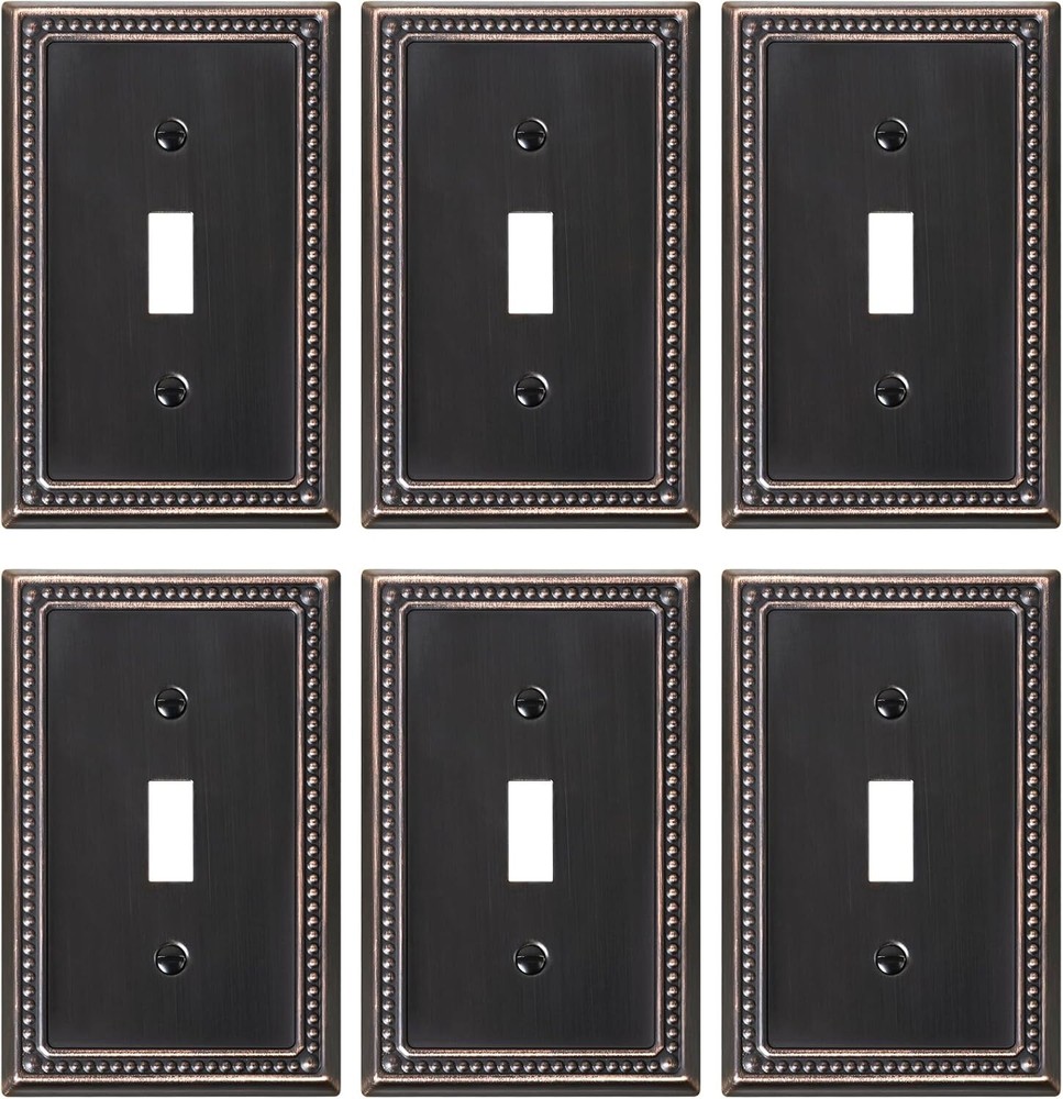 6-Pack Single Toggle Light Switch Cover Plate, Pearls Decorative Switch Plate