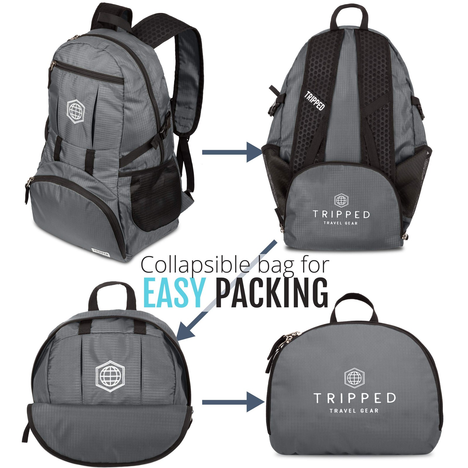 Granite Grey 35L Foldable Backpack, Lightweight, Packable, with Padded Should... 2