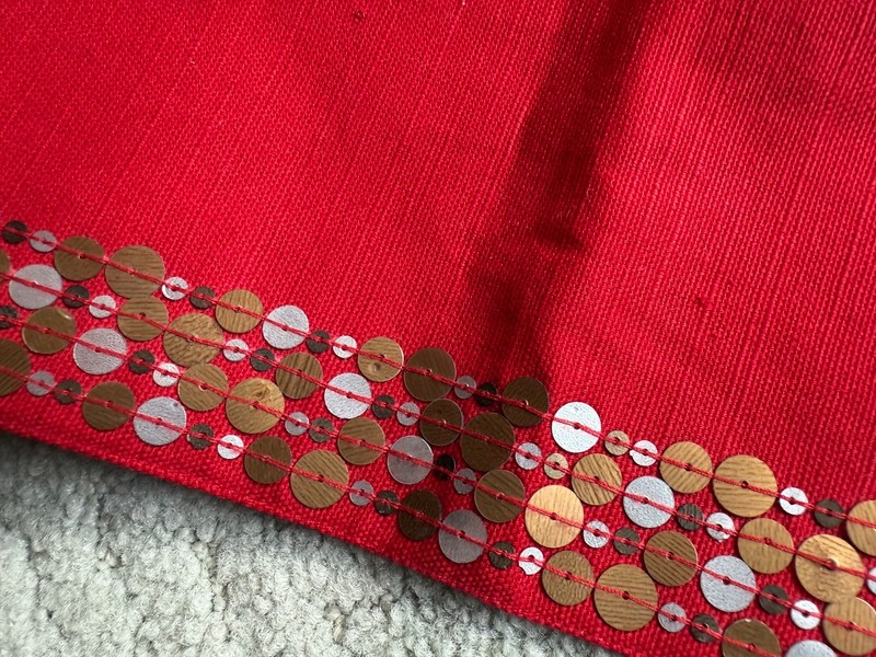 Table Runner Solid Red Color With Copper & Silver Color Sequins Accent Holiday gallery