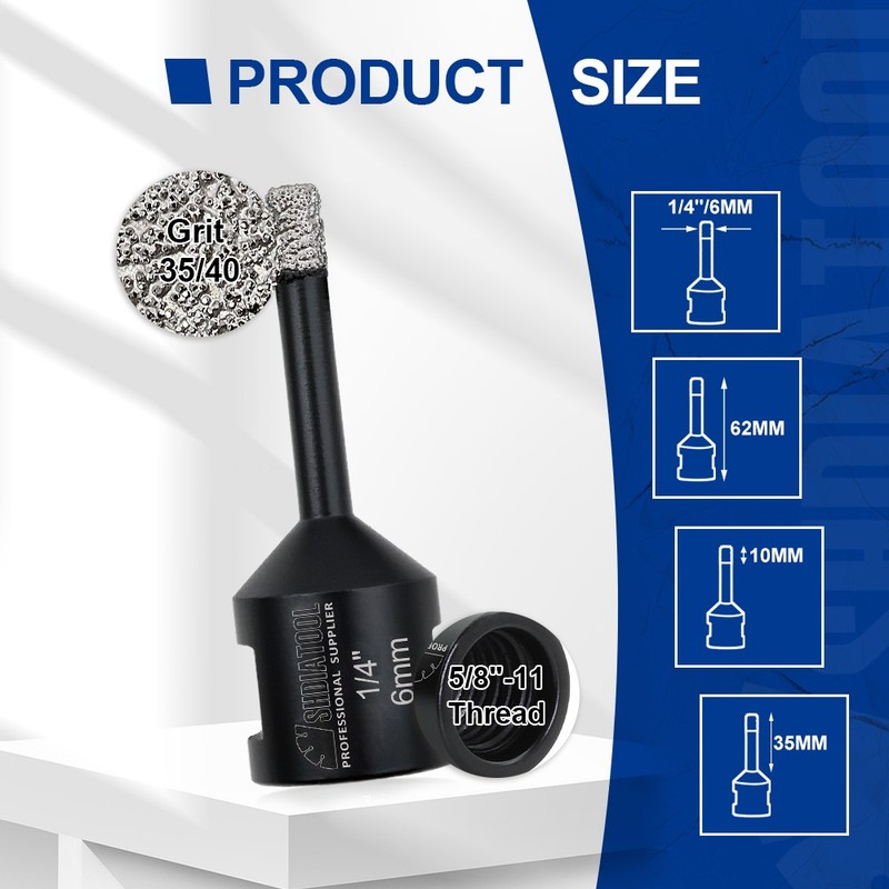 10pcs Dry Diamond Drilling Core Bits Set Hole Saw Cuts Ceramic Porcelain Tile gallery