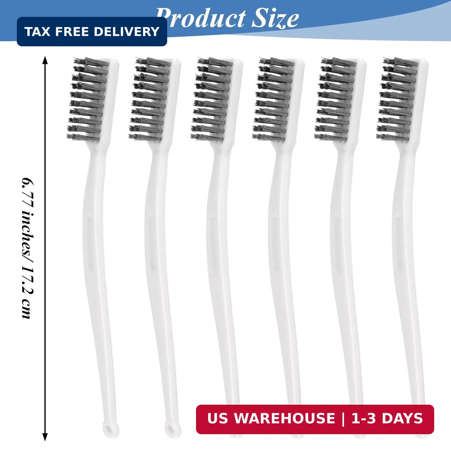 6 Pack Steel Brush Wire Brush Set Small Wire Brushes for Cleaning Metal 6.77in T gallery