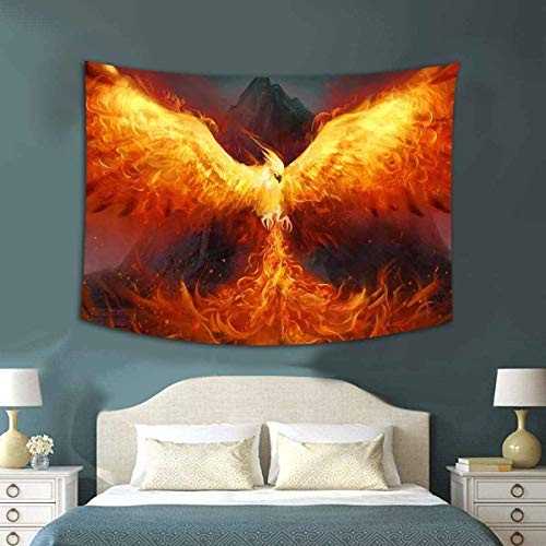 Secular Bird Tapestry Phoenix Flame Bird Flying to The Sky 60"L x 40"W gallery
