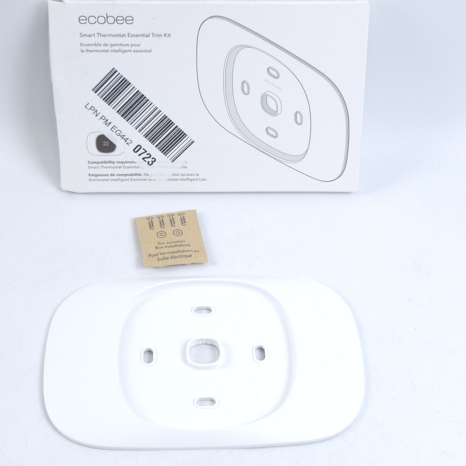 Ecobee Smart Thermostat Essential Trim Kit White EB-STATE7TPR-01 Wall Plate Cove gallery