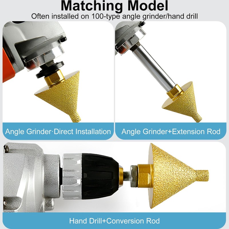 2Pcs Diamond Beveling Chamfer Bit for Angle Grinders, 0-2" + 0-1.5" Dia Count... gallery