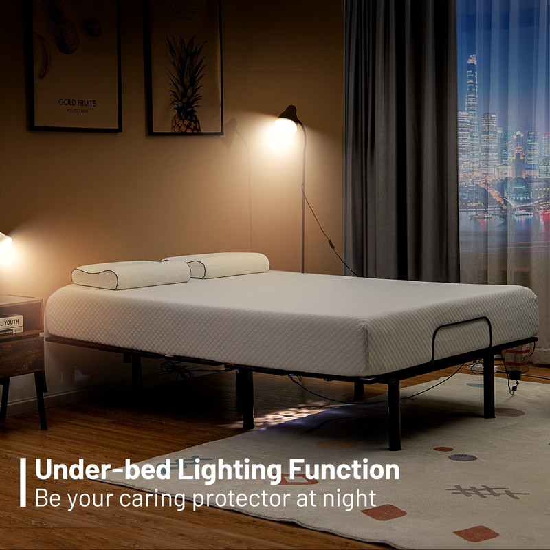Costway Electric Adjustable Bed Base LED Lights Dual USB Easy Assembly Queen gallery