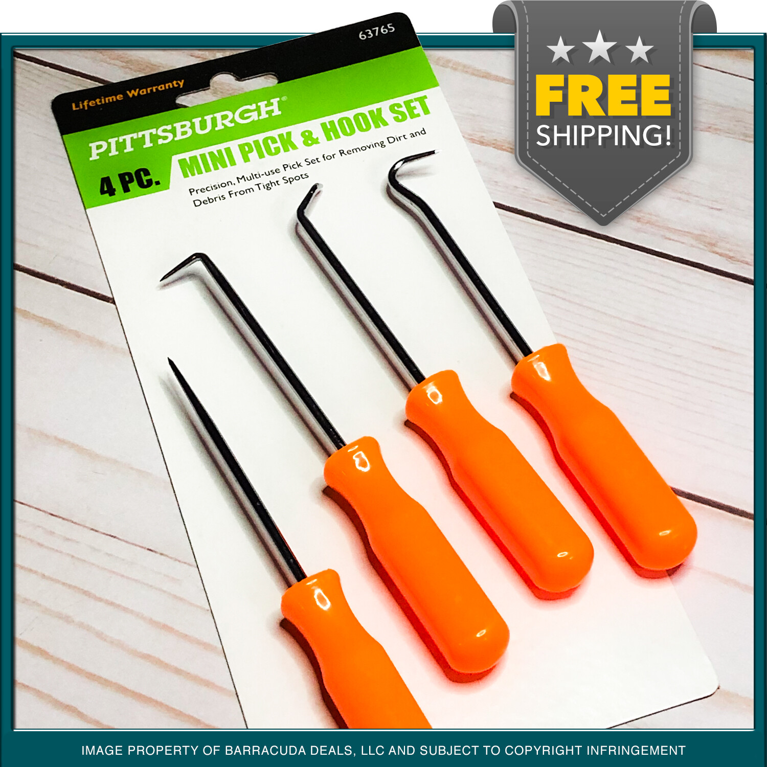 Pittsburgh 4 Piece Mini Pick & Hook Set - Straight, 90º, 120º Hook, Round Angle gallery