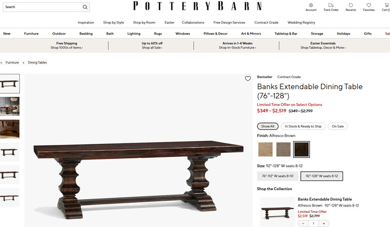 Pottery Barn - Banks Extendable Dining Table (76"-128") gallery