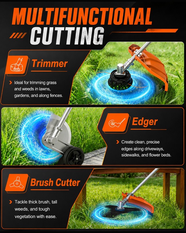 NEOTEC 6 in 1 Multi-Functional Trimming Tools Gas Hedge Trimmer 26CC Weed Eater gallery