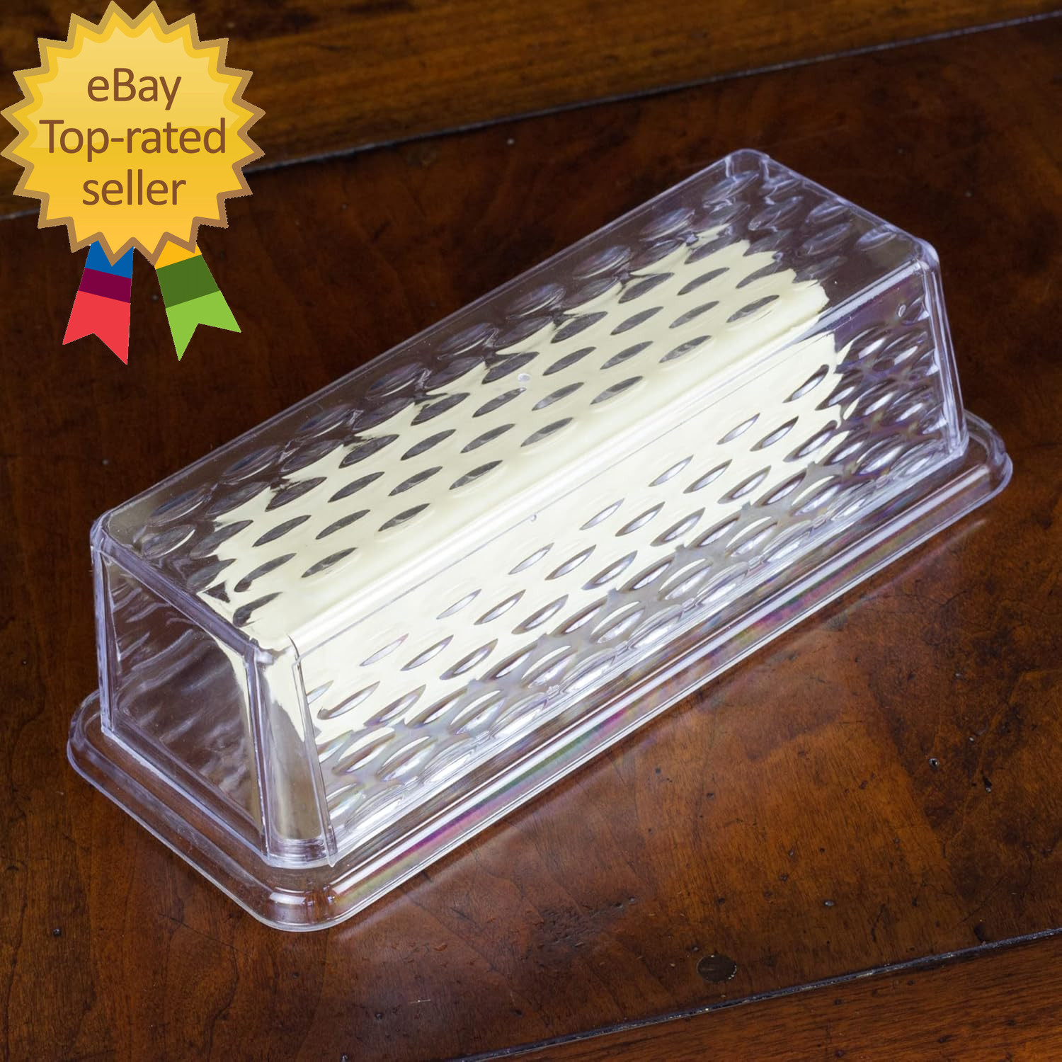 Select Plastic Butter Dish 7 Inches in Length Clear 7"L x 3"W x 2.25"H gallery