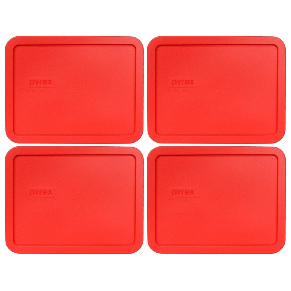 Pyrex 7211-PC Rectangle 6 Cup 1.5L Red Storage Lid 4 Pack New for Glass Dish