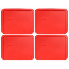 Pyrex 7211-PC Rectangle 6 Cup 1.5L Red Storage Lid 4 Pack New for Glass Dish