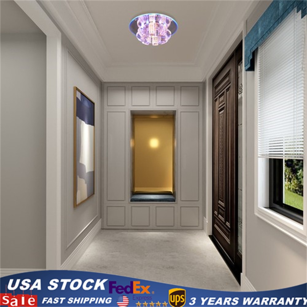 Modern Crystal LED Ceiling Lamp Flush Mount Chandelier Living Room Light Fixture