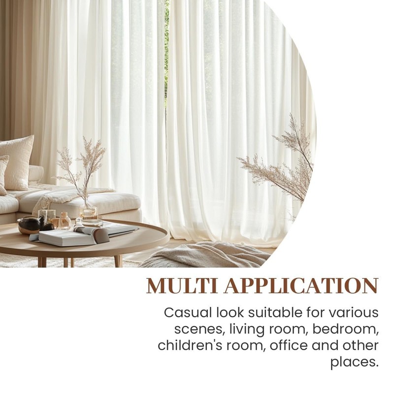 Dreaming Casa Solid Sheer Curtains 102 Inches Long Taupe Rod Pocket Voile gallery