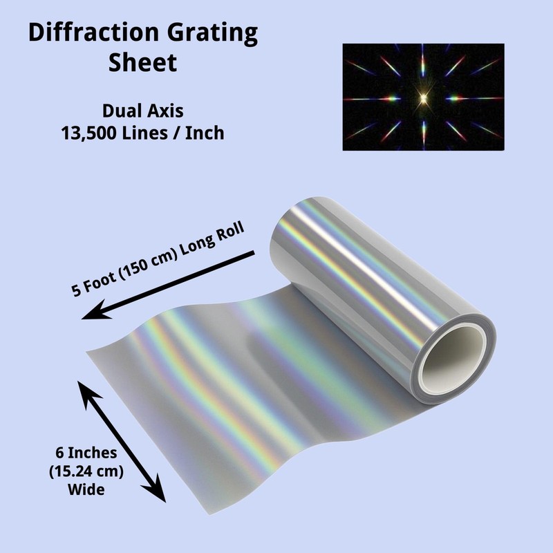 Bartovation Diffraction Grating Sheet 13,500 Lines/in [One 6" x 5ft Roll] gallery