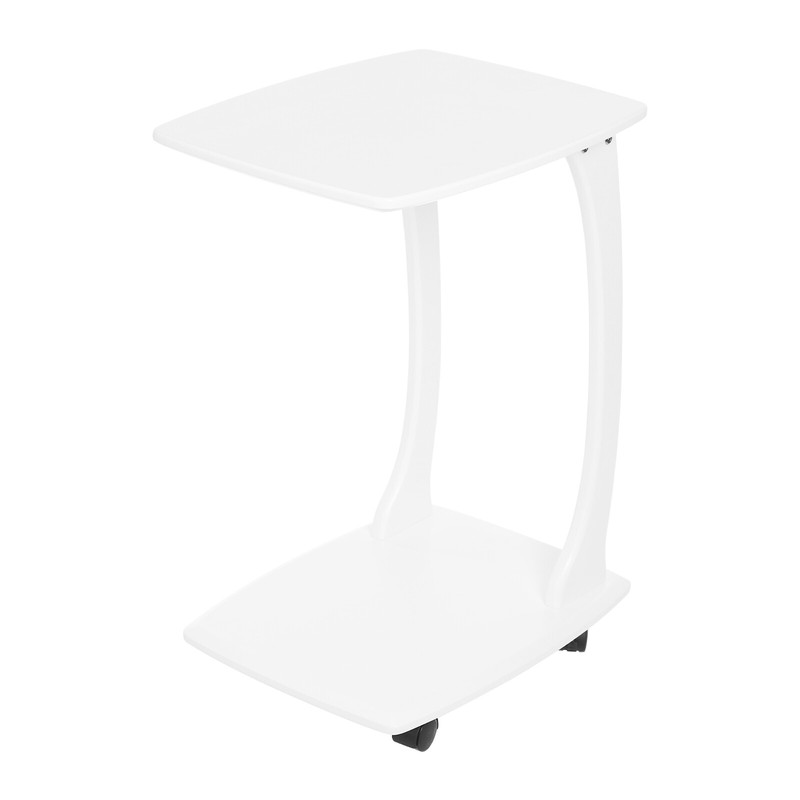C-Shaped Side Table with Wheels Mobile End Table with Wood Frame Nightstand gallery