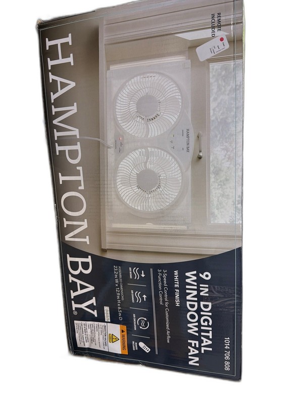 Hampton Bay 9 in. 3-Speed Digital Window Fan with Remote Control in White gallery