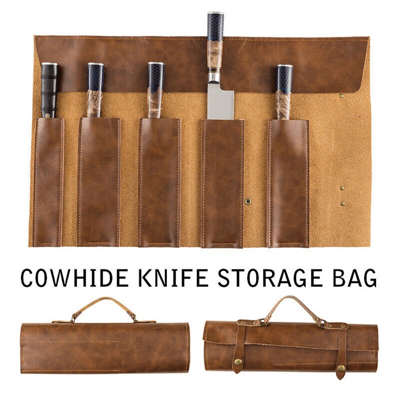 Leather Pocket Knives Roll Carry Storage Case Chef Knife Organiser Bag Portable gallery