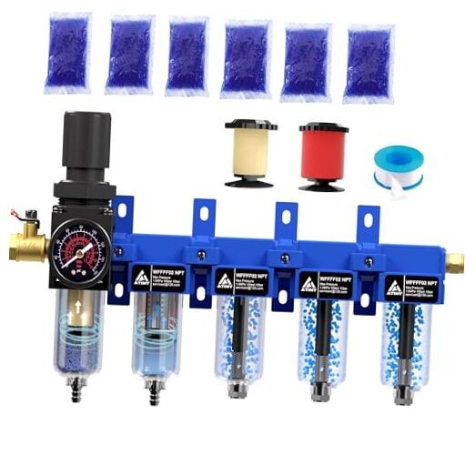 1/4'' NPT 5 Stage Air Drying System,Air Dryer for Compressor,5 &0.01 Micron gallery