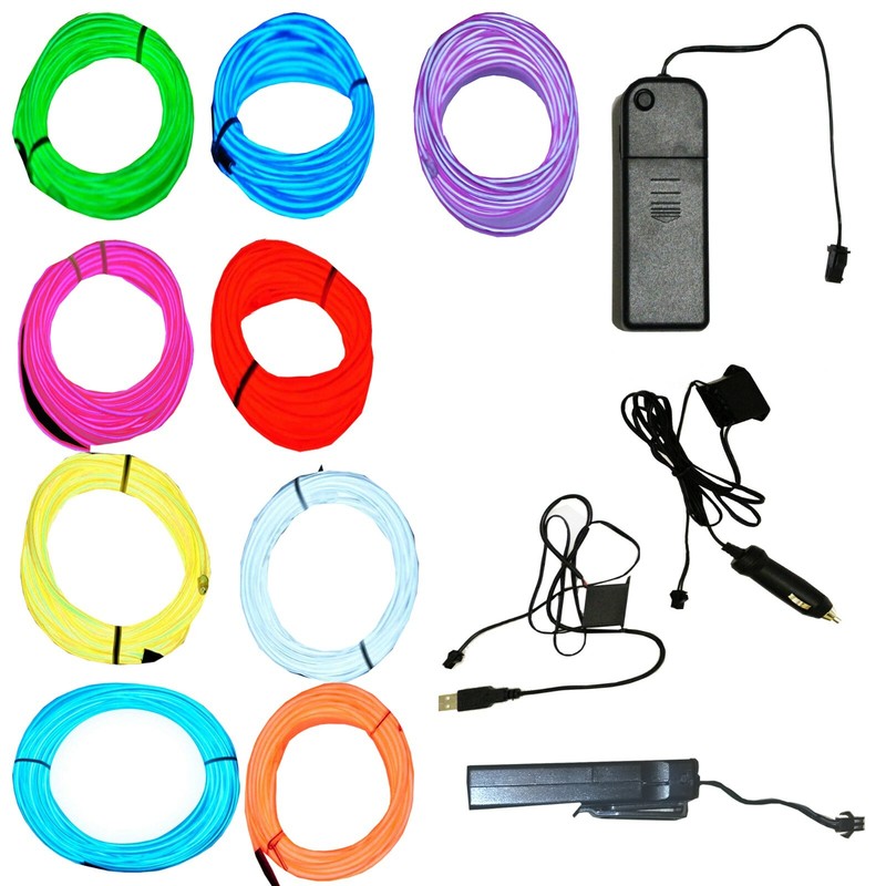 Neon LED Light Glow EL Wire String Rope Tube Car Dance Party [3.2 mm 5 mm Thick] gallery