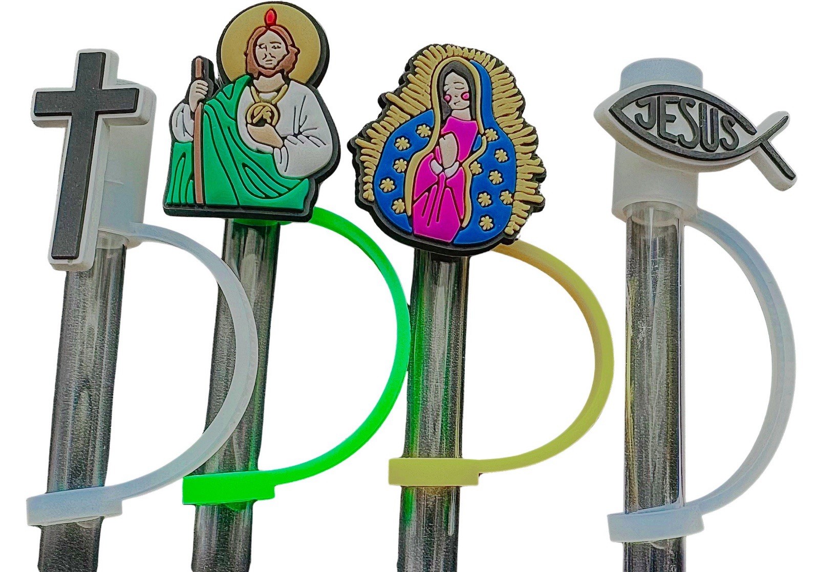 4 Pack Religious Straw Toppers For Straws, Tumblers Including Stanley, Yeti gallery
