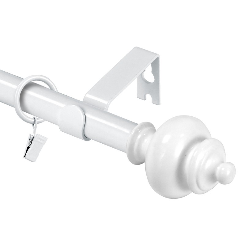 Round Urn Adjustable Single Drapery Curtain Rod Set with Rings, 5/8", 28"-120" gallery