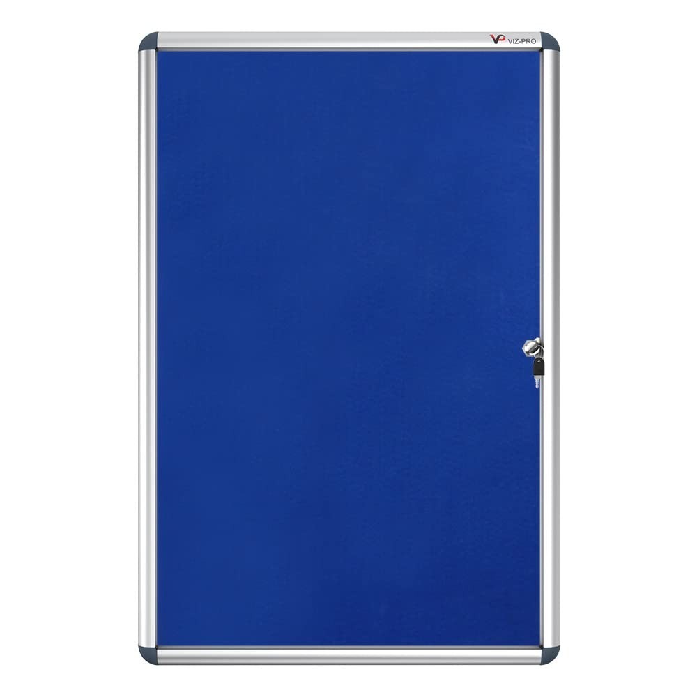 VIZ-PRO Tamperproof Lockable Noticeboard, Silver Aluminium Frame, 36 in x 24 in gallery