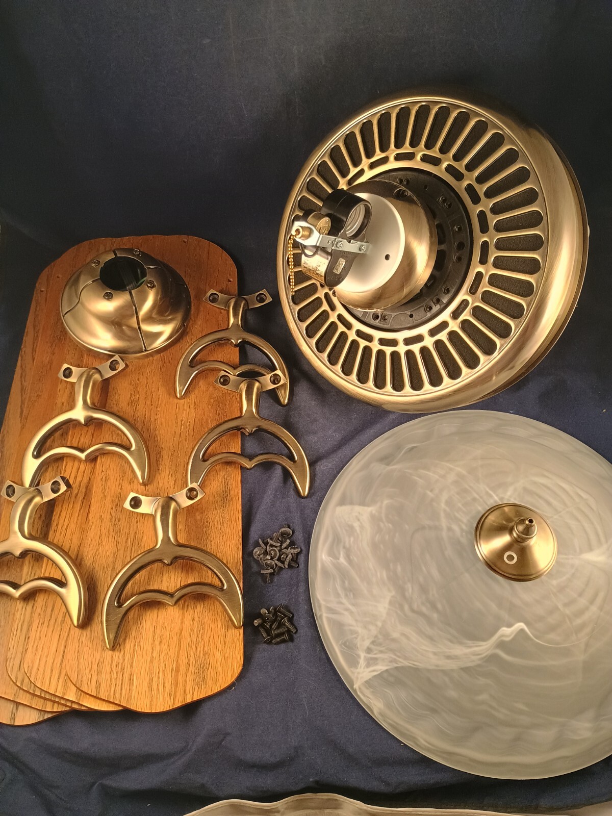 CASABLANCA 6644T Intelitouch Panama II Antique Brass Ceiling Fan Oak w/Light Kit gallery
