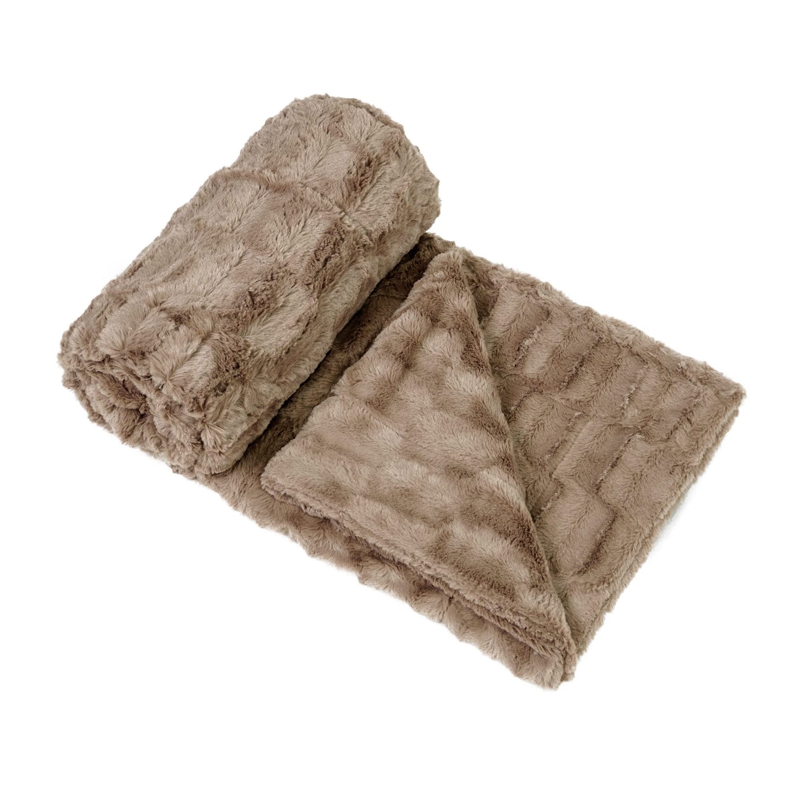 Home Soft Things Brown Saga Double Sided Faux Fur Throw, 60" x 80", Taupe Com... gallery