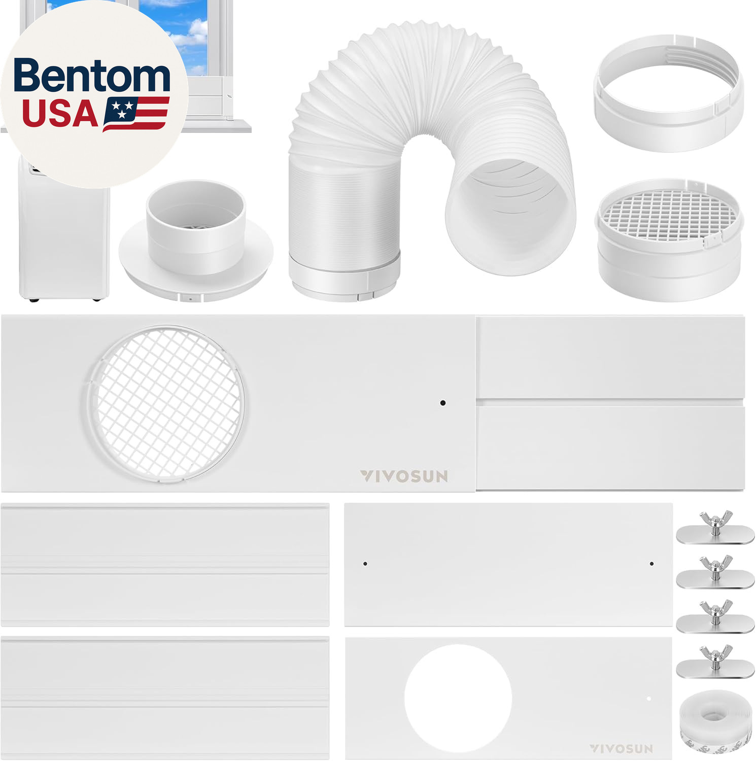 Window Duct Kit, Portable AC Window Seal Kit with 5.9" Diameter 59" Length Hose, gallery