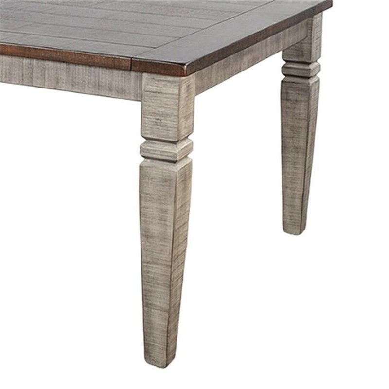 Pemberly Row Dining Table Extendable 66 to 90" in Dark Brown Gray Mahogany Wood gallery