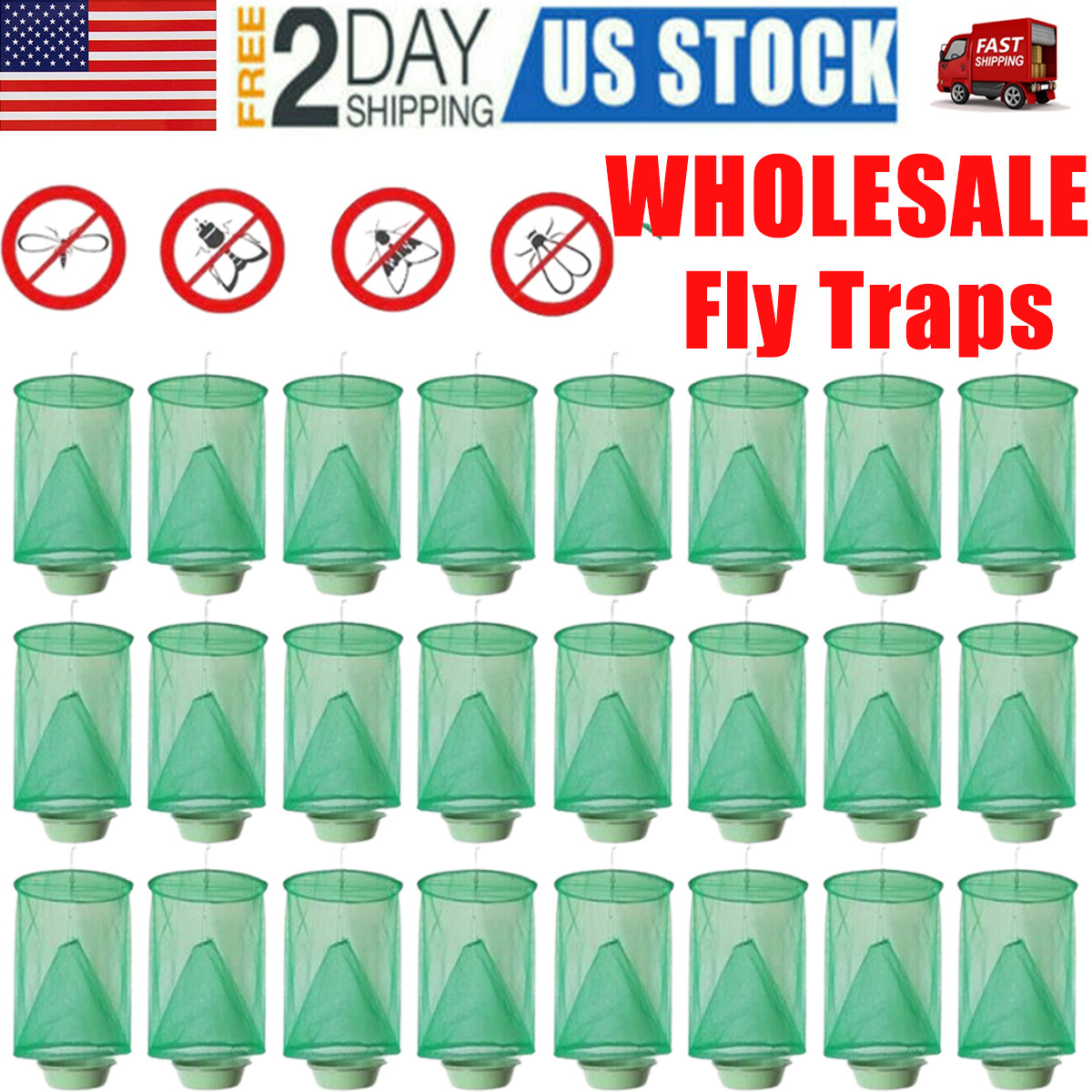 1-200X Ranch Fly Trap Reusable Hanging Fly Traps Outdoor Flay Catcher Cage Net gallery