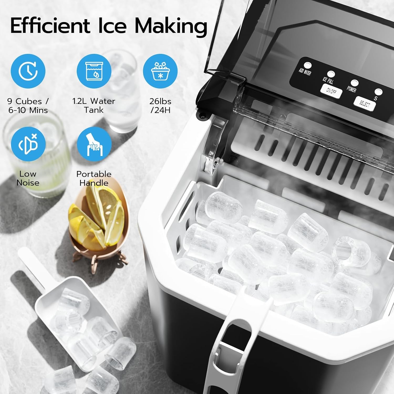 26lb Countertop Ice Maker 9 Cubes 6 Min Self Cleaning gallery