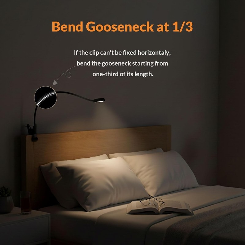 Adjustable Clip On LED Reading Light for Bed Headboard Desk & Computer Dimmable gallery