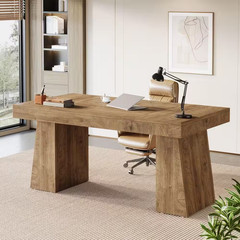 Moronia 55 In. Rectangle Light Brown Engineered Wood Executive Desk with Strong