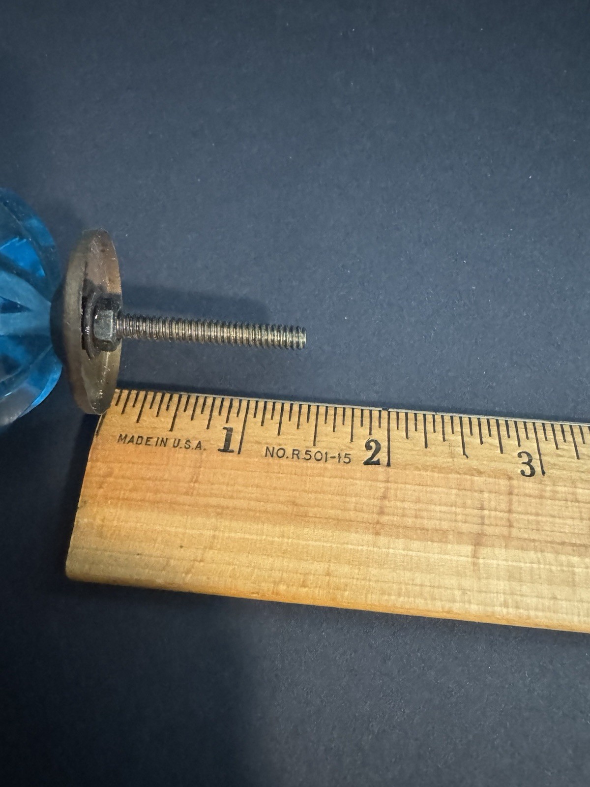SET 3 Flower Shaped Drawer Pulls Knobs Cabinet Blue Acrylic & Metal 1.5" NOS gallery