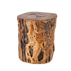 Natural Tree Trunk Stump Stool w/ Live Edge Solid Wood Plant Stand Accent Table