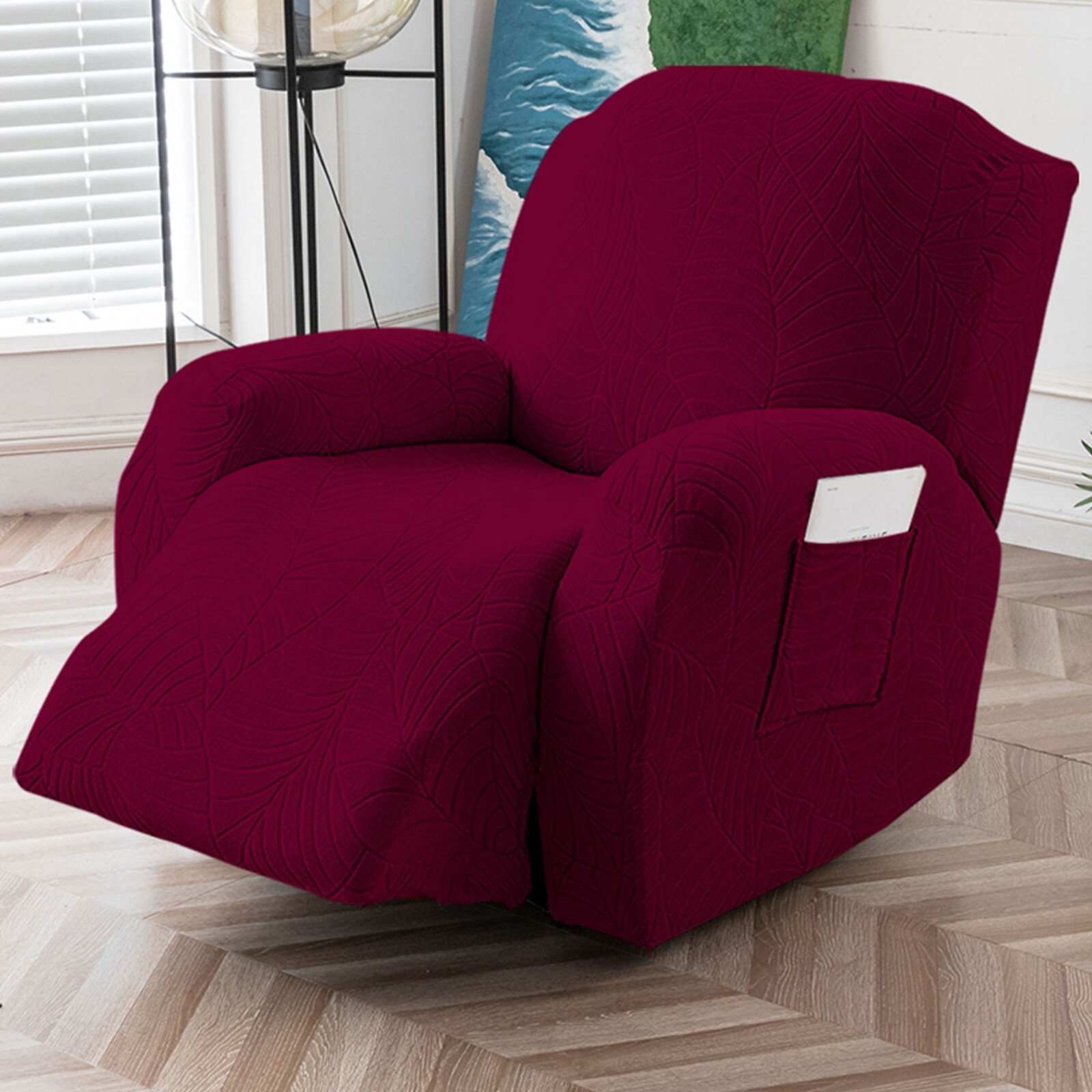 Waterproof leaf jacquard stretch recliner sofa cover, furniture protection gallery