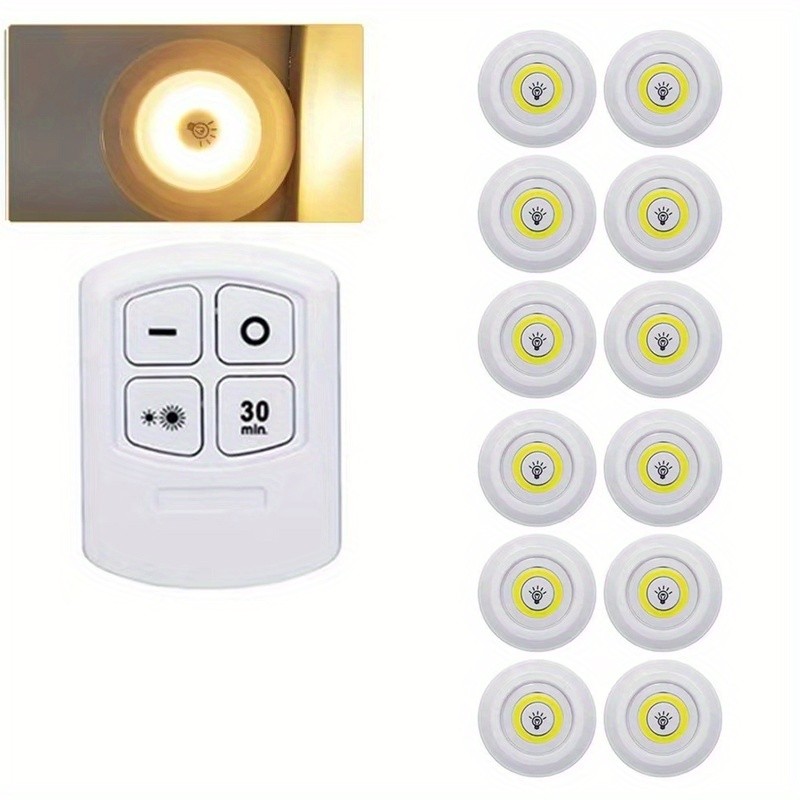 6 - Pack Wireless LED Puck Lights with Remote - Battery Powered gallery