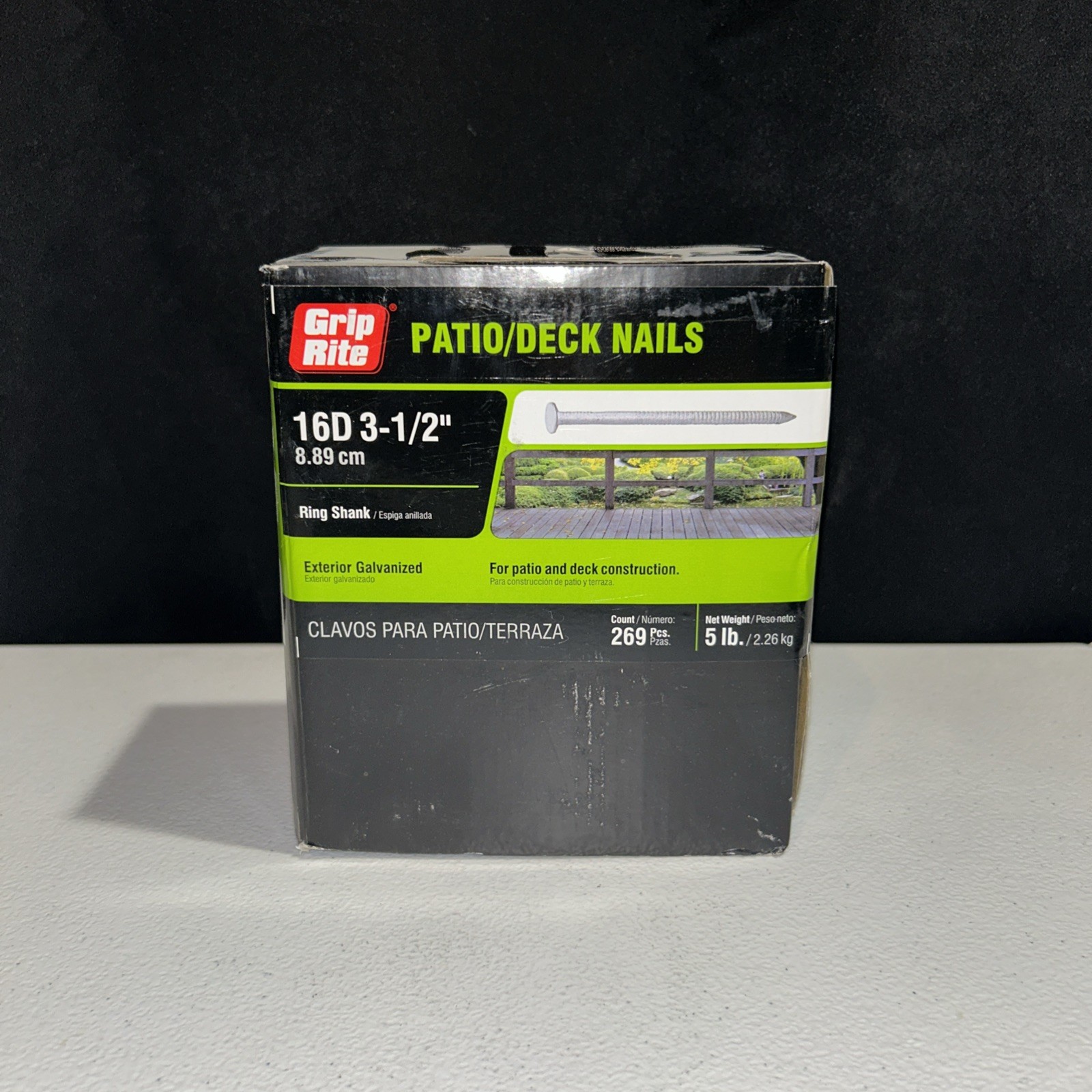 Grip-Rite Exterior Galvanized Ring Shank Patio/Deck Nails 16D 3-1/2” 5 Lb. Box gallery