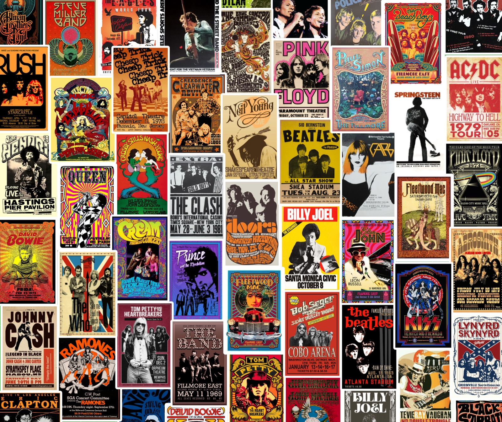 25/50 Rock Concert Poster Sticker Pack - Waterproof Vinyl - Beatles Springsteen gallery