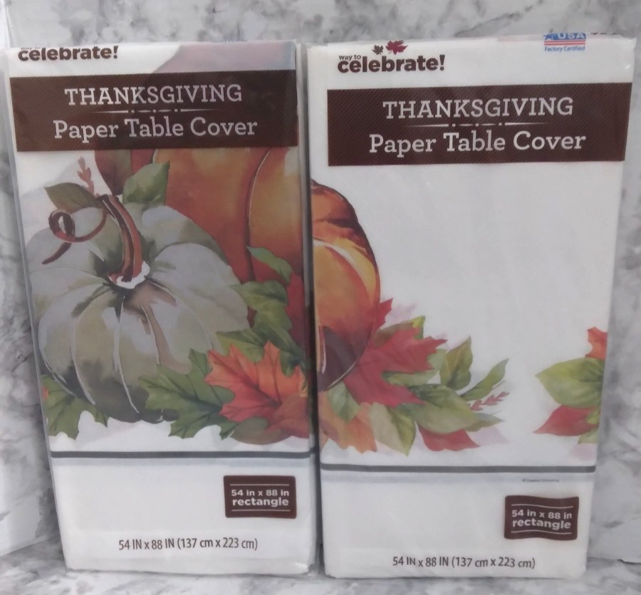 2 Thanksgiving Paper Table Cover 54 in. x 88 in. Rectangle gallery