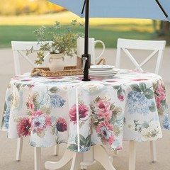Spillproof Spring/Summer Heavyweight Fabric Outdoor Tablecloth with Umbrella