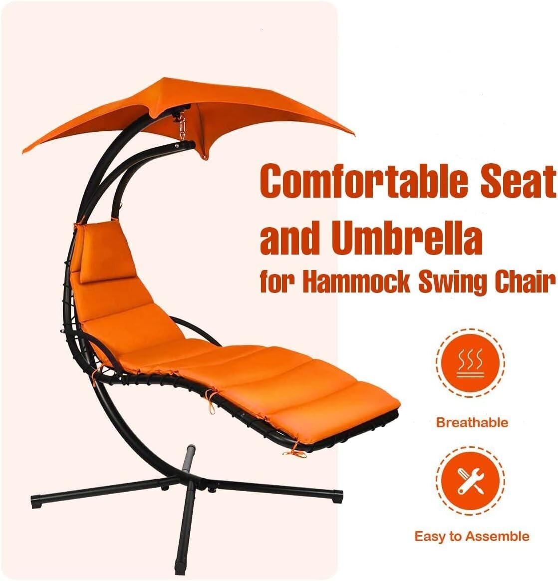 Weatherproof Replacement Cushion Pad and Umbrella for Hanging Lounge Chair Ou gallery