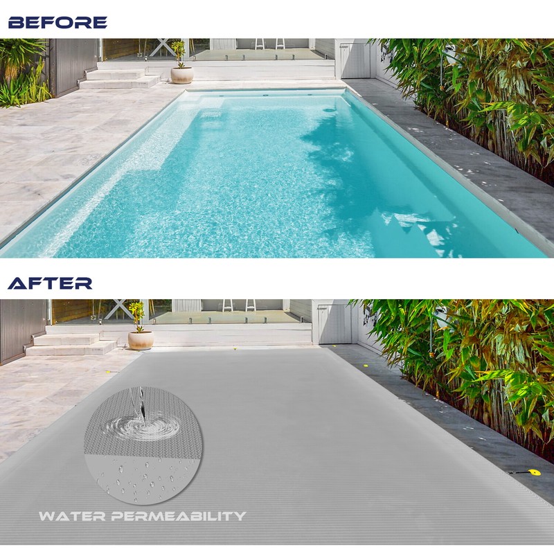 Inground Winter Pool Cover Rectangle Swimming Heavy Duty Safety Mesh Cover Gray gallery