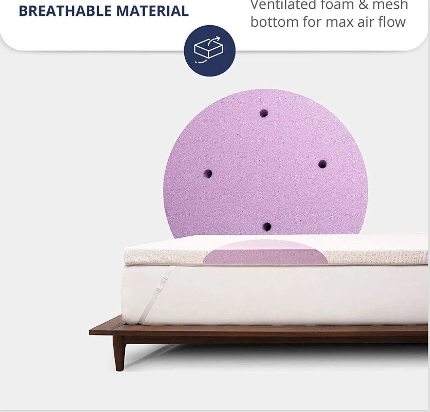 King 3 Inch Purple Memory Foam Mattress Topper Gel Infused Cooling Mattress Pad gallery