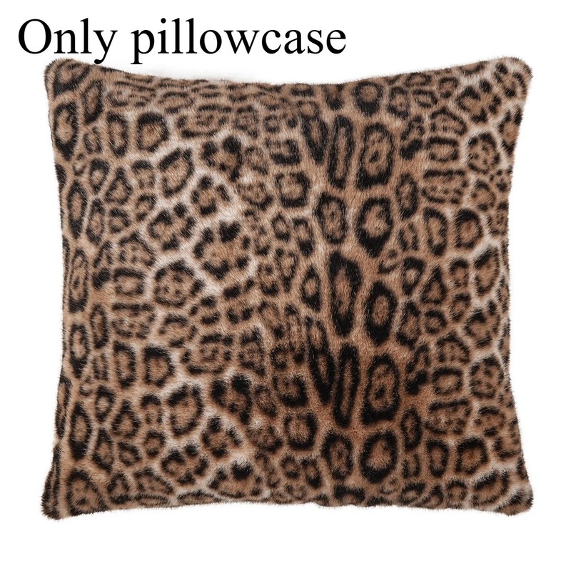 1pcs Beige Brown Leopard Print Polyester Pillow Cover Retro Cushion Case for Liv gallery