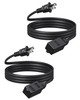 DEWENWILS 3-Outlet Power Cord 10FT, 16/2 SPT-2, 13A/1625W, Black, 2 Pack gallery
