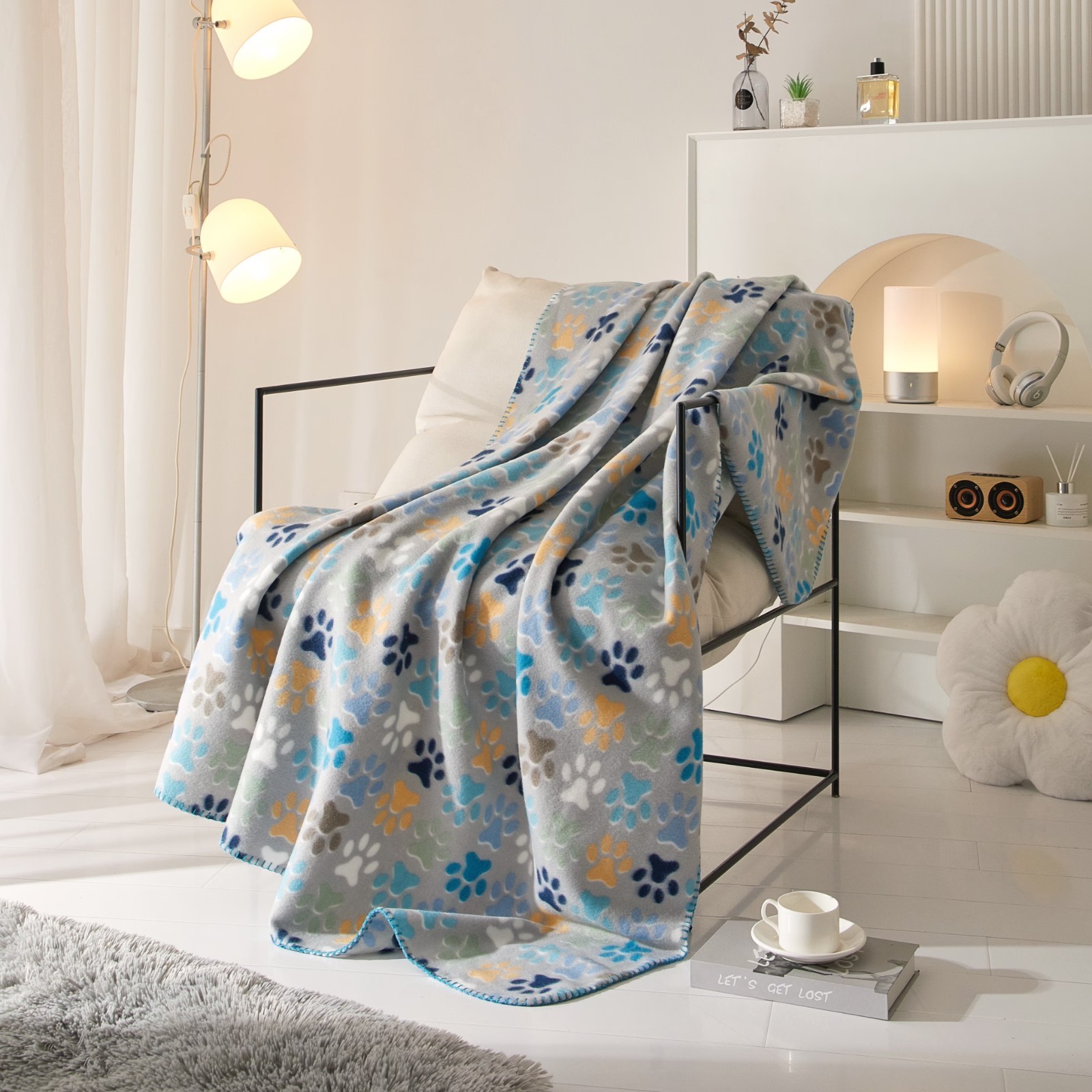 Mainstays Cozy Fleece Throw Blanket, Gray Paw 50" x 60", All Ages. gallery