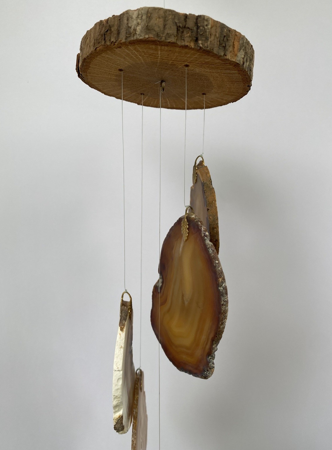 Agate Slice Wind Chime Natural Stone Handcrafted Hanging Mobile 16” Boho Decor gallery