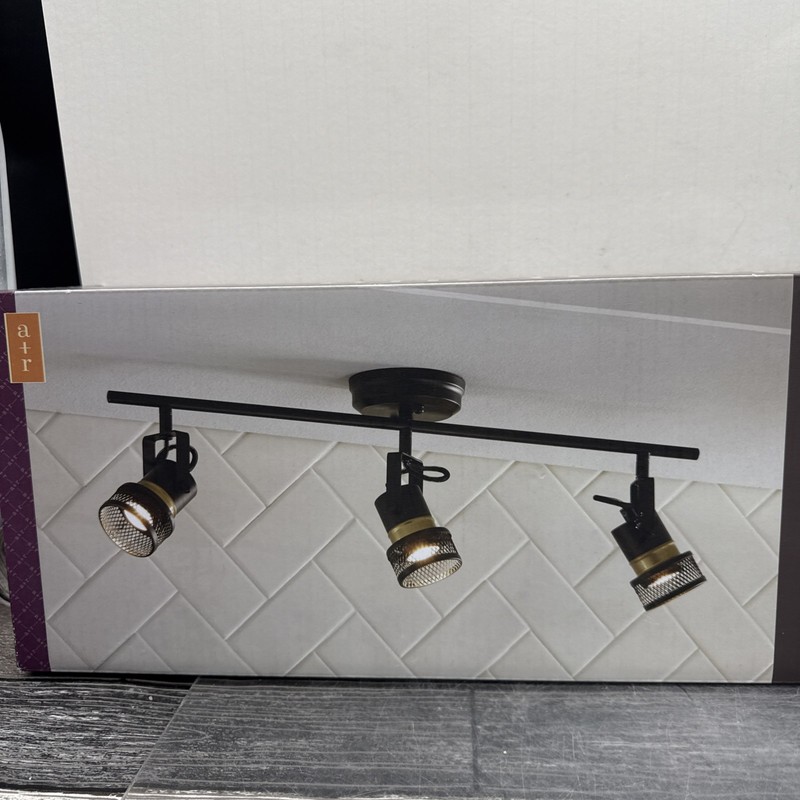 Allen + Roth 3-Light 24" Matte Black/Soft Gold Dimmable Track Bar Light {C6} gallery